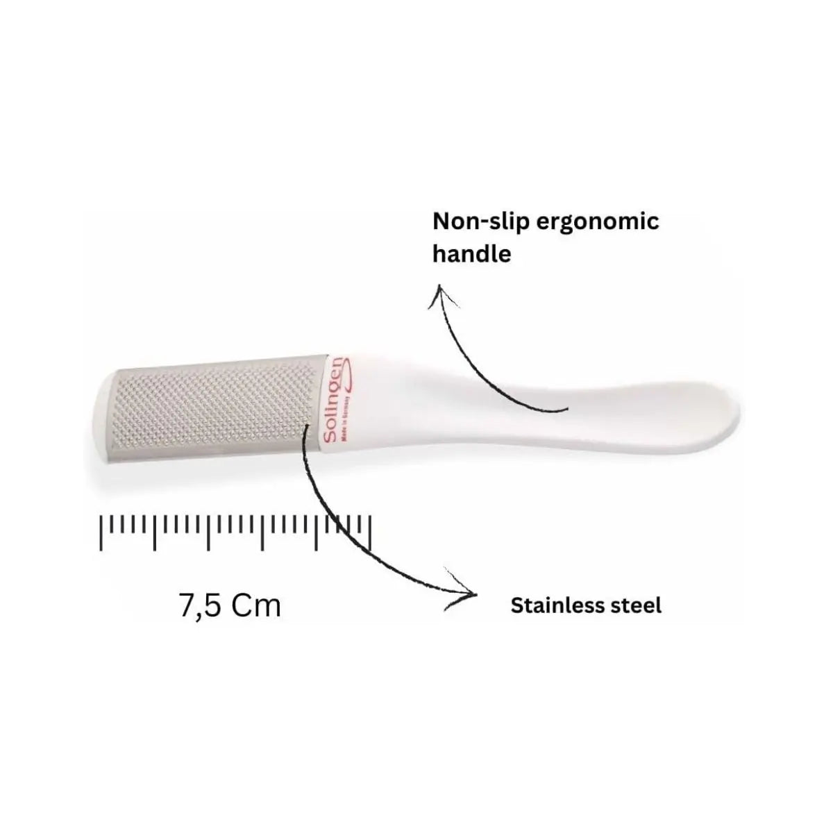 Solingen Foot File 7159 – Stainless Steel Pedicure Tool with Ergonomic Handle Mağazam