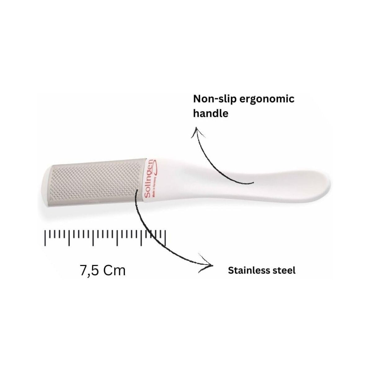 Solingen Foot File 7159 – Stainless Steel Pedicure Tool with Ergonomic Handle